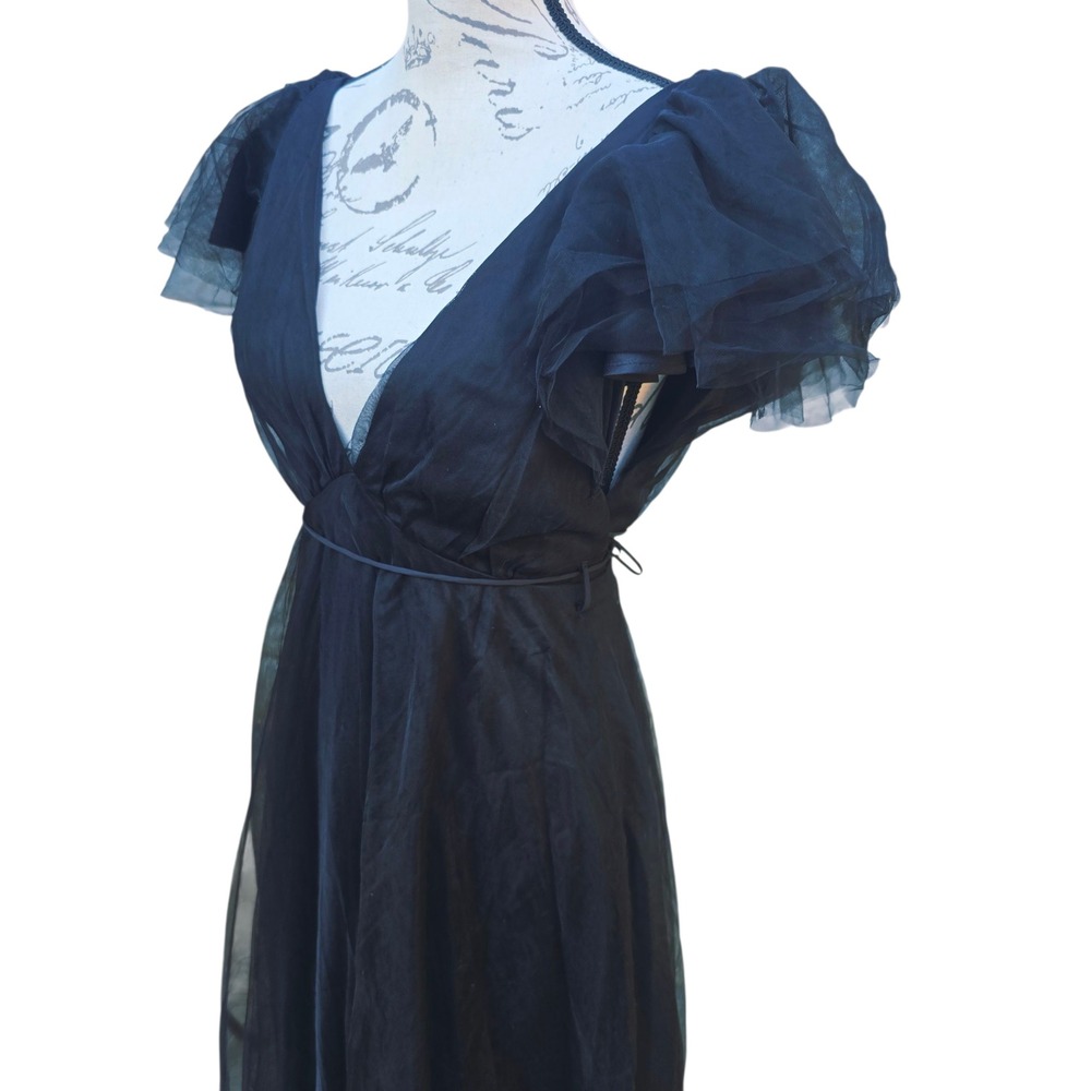 Baltic Born NWOT Anabella Tulle Dress Black Maxi Ruffle Sleeve Party Evening M - Picture 5 of 12
